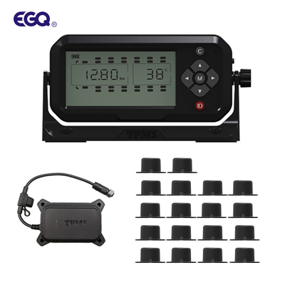 شاشة عرض LCD نظام مراقبة ضغط الإطارات TPMS للشاحنة لـ 18 عجلات